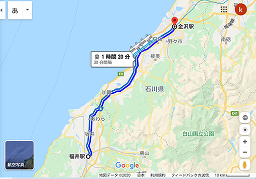 福井から金沢