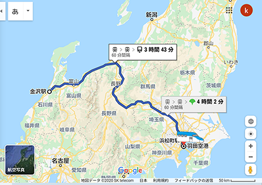 金沢から東京